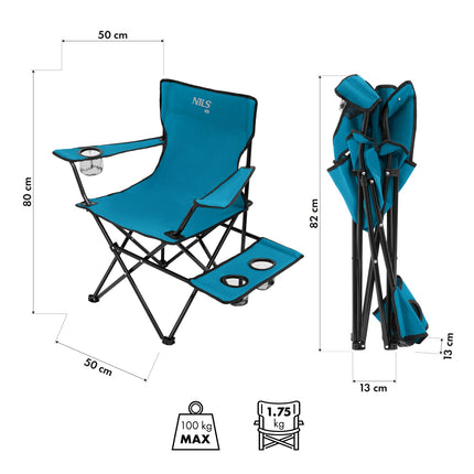 Tourist Chair, Foldable, Blue-Gray, Compact Design