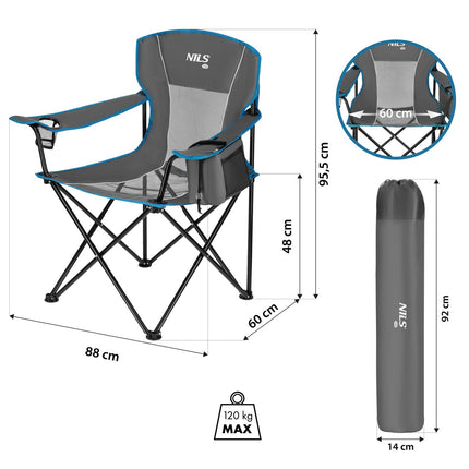 Tourist Chair, Gray, Foldable, Lightweight