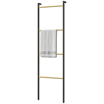 Towel ladder stand, 4-bar steel, space-saving black 49x167.5 cm