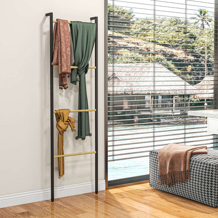Towel ladder stand, 4-bar steel, space-saving black 49x167.5 cm