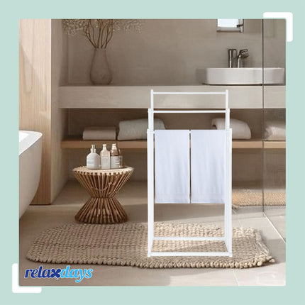 Towel Rack, 3 Rods – Metal and Bamboo Freestanding