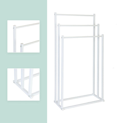 Towel Rack, 3 Rods – Metal and Bamboo Freestanding