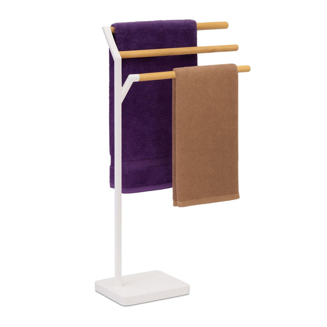 Towel Rack, Freestanding, 3 Rods, Bamboo Metal
