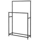 Freestanding towel rack in black metal, 2 rails, bathroom