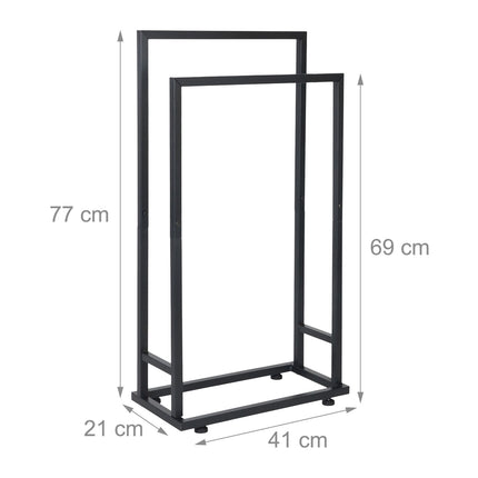 Towel Rack, Metal, 2 Rods, Freestanding