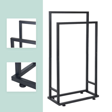 Towel Rack, Metal, 2 Rods, Freestanding