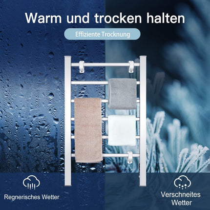 Towel Rack Multifunctional Electric Towel Warmer with 6 Bars Silver
