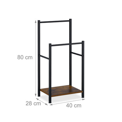 Towel Rack with 2 Bars and Wood-Effect Shelf