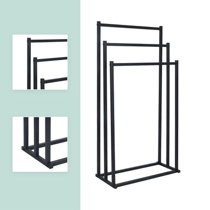Towel Rack with 3 Metal Rods – Freestanding Design