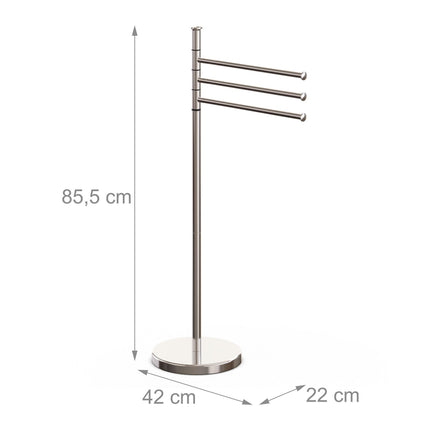 Towel Rack with 3 Swivelling Bars, Stainless Steel