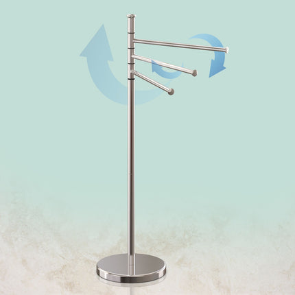 Towel Rack with 3 Swivelling Bars, Stainless Steel