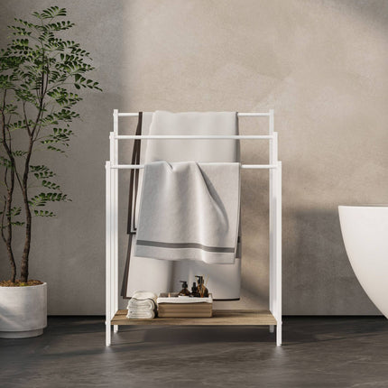 Towel Rack with Shelf – Freestanding, Metal Frame