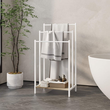Towel Rack with Shelf – Freestanding, Metal Frame