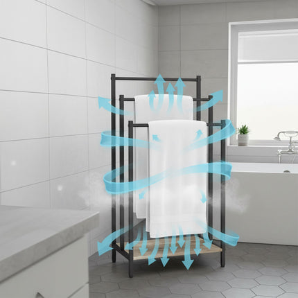 Towel Rack with Shelf – Freestanding, Metal Frame