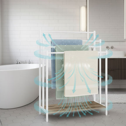 Towel Rack with Shelf – Freestanding, Metal Frame