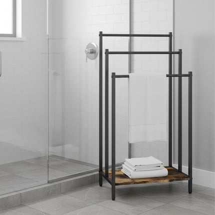 Towel Rack with Shelf – Freestanding, Metal Frame