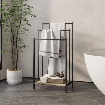 Towel Rack with Shelf – Freestanding, Metal Frame