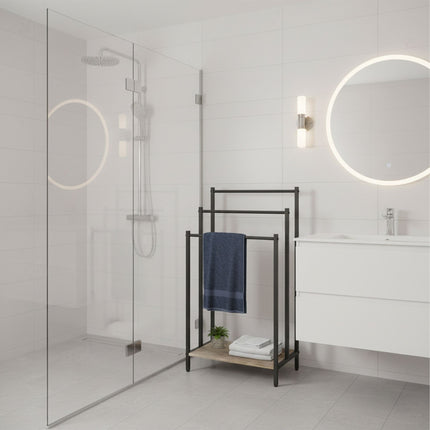 Towel Rack with Shelf – Freestanding, Metal Frame