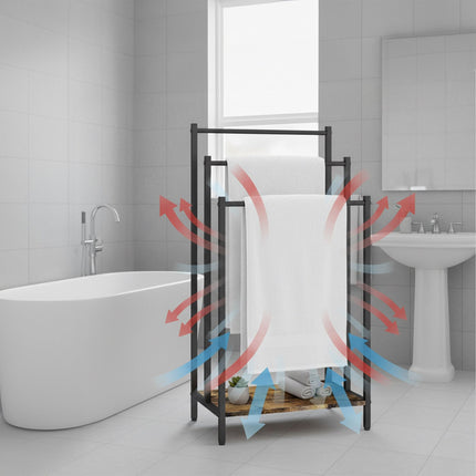 Towel Rack with Shelf – Freestanding, Metal Frame