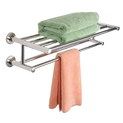 Towel Rack with Shelf, Stainless Steel, Wall-Mounted