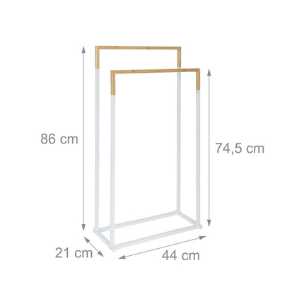 Towel Stand with 2 Bars – Metal & Bamboo