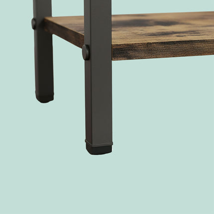 Towel Stand with Shelf – Metal Frame, Wood-Effect Finish