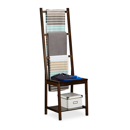 Towel hanger bamboo dark brown