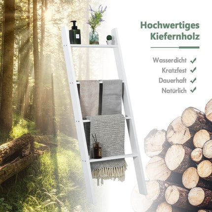 Towel holder 4-tier wooden ceiling ladder 50 x 7.5 x 137 cm white
