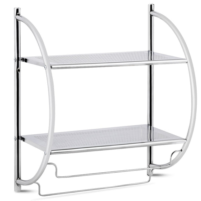 Handdoekrek badkamer wand handdoekrek badkamerplank zilver 45 x 25,5 x 55 cm metaal