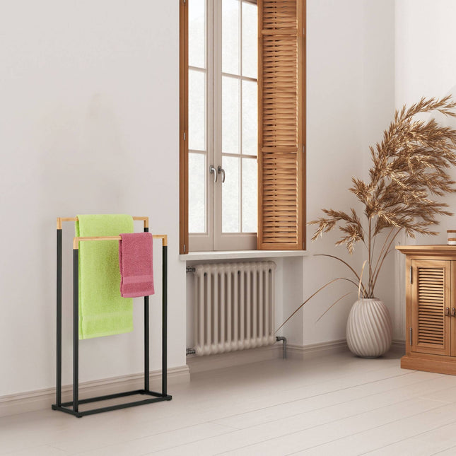 Towel rack with 2 rails