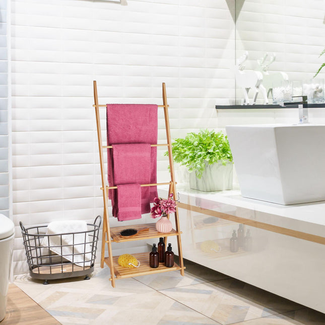 Towel rack with 2 shelves