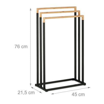 Towel rack with 3 rails