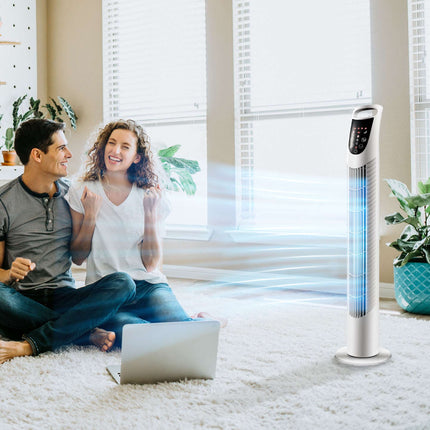 Tower Fan, 3 Modes, Quiet Operation, Timer, Remote, White