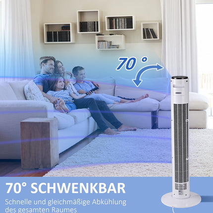 Oscillating tower fan, 96 cm height, 3 positions, 45W power