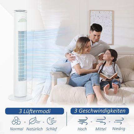 Tower fan with 70° oscillation, 77 cm, 45W, 3 speeds