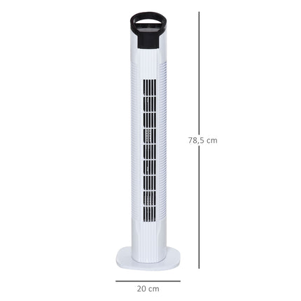 Tower fan with 70° oscillation, 78.5 cm, 50W power, 3 speeds, white