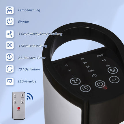 Tower fan with 70° oscillation, 78.5 cm, 50W power, 3 speeds, white