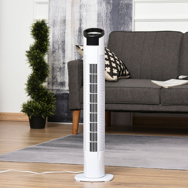 Tower fan with 70° oscillation, 78.5 cm, 50W power, 3 speeds, white