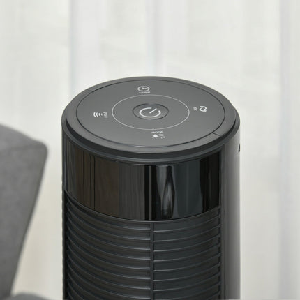 Tower fan with remote control, 70° oscillation, timer, black