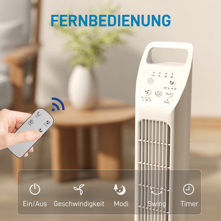 Tower Fan with Remote, 3 Speeds, 3 Modes, Timer