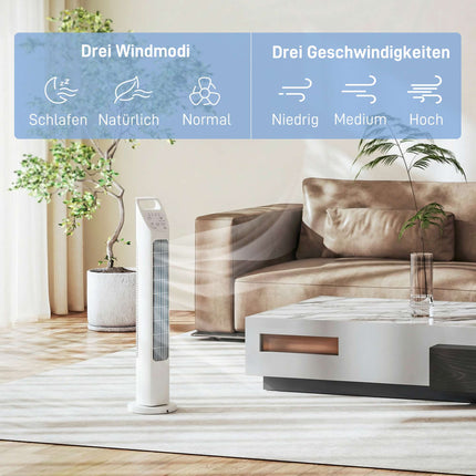 Tower Fan with Remote, 3 Speeds, 3 Modes, Timer