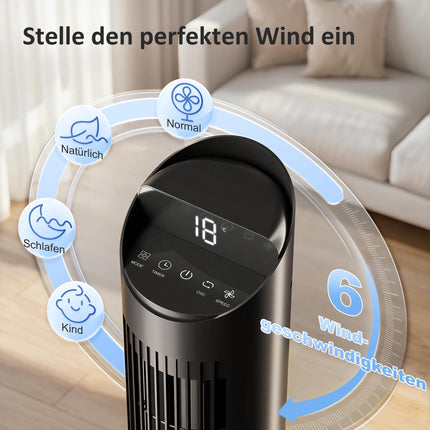 Tower Fan with Remote, WiFi App, 6 Speeds, 65 Oscillation