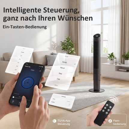 Tower Fan with Remote, WiFi App, 6 Speeds, 65 Oscillation