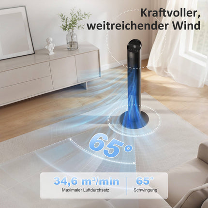 Tower Fan with Remote, WiFi App, 6 Speeds, 65 Oscillation