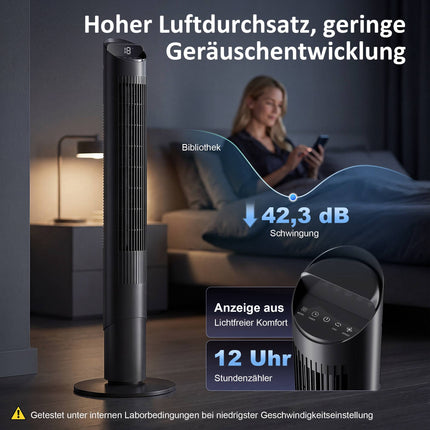 Tower Fan with Remote, WiFi App, 6 Speeds, 65 Oscillation