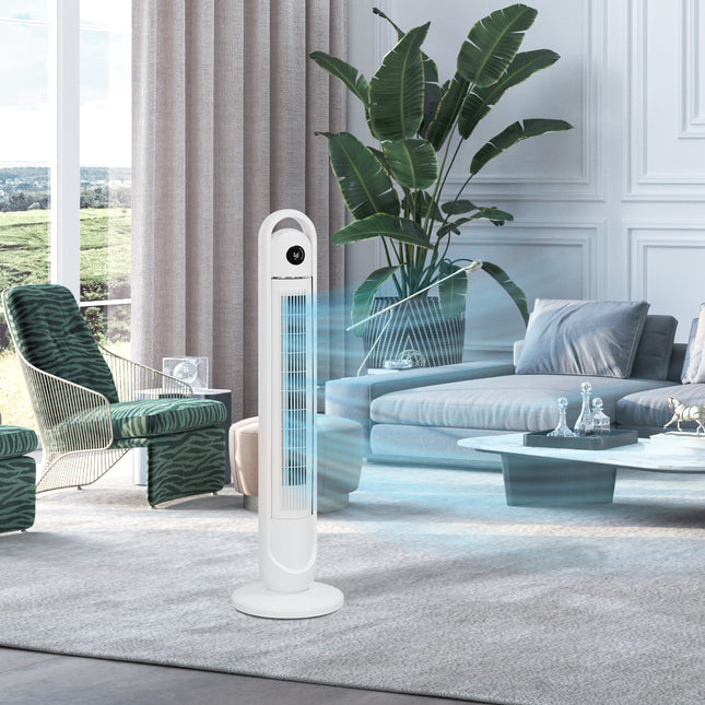 Tower fan with remote control, 3 speeds, 24H timer, LCD screen