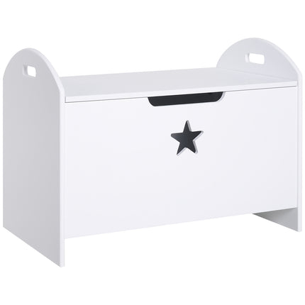 Storage box for children's toys, white MDF, safety hinge