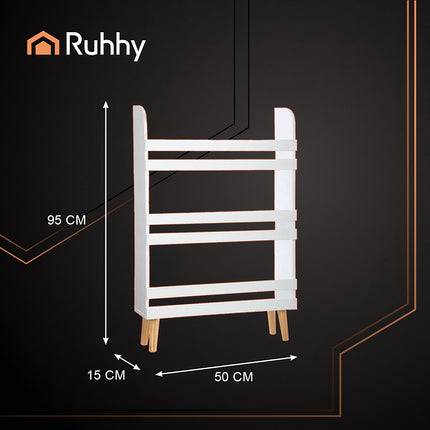 Toy Storage Bookshelf – 4-Tier, White Wood
