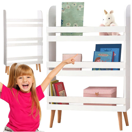 Toy Storage Bookshelf – 4-Tier, White Wood