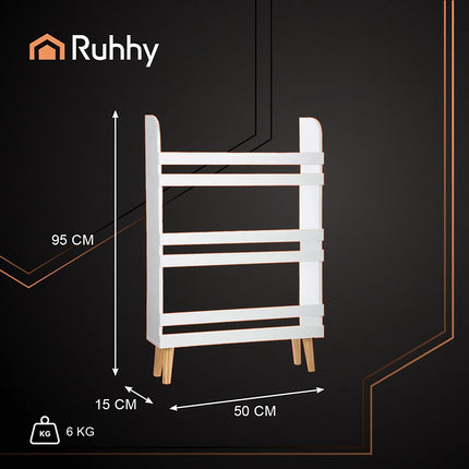 Toy Storage Bookshelf – 4-Tier, White Wood